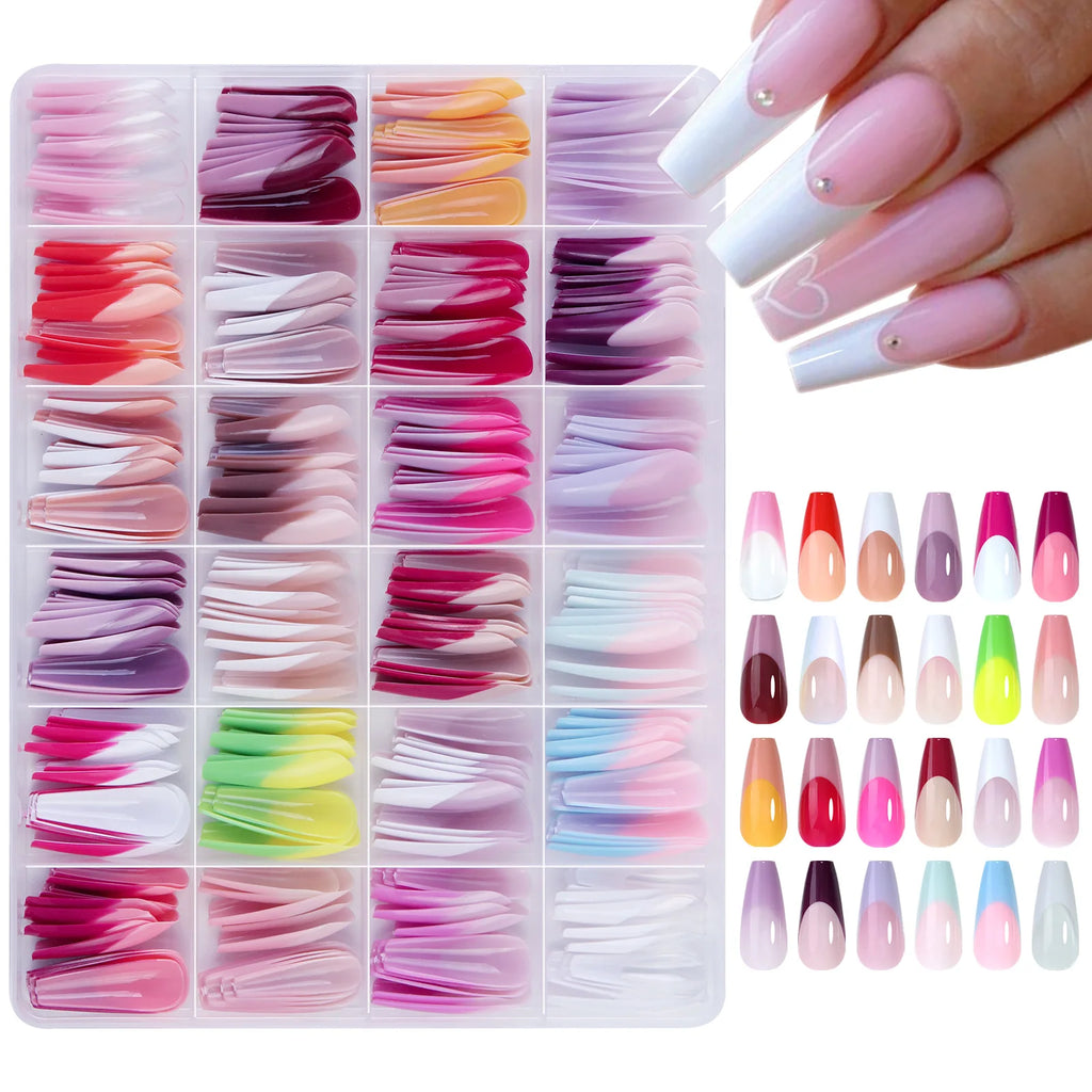 288 Pcs Press On Nails – Colorful Mixed Oval & Square Full Cover Tips Press On Nails Nixie 288pcs