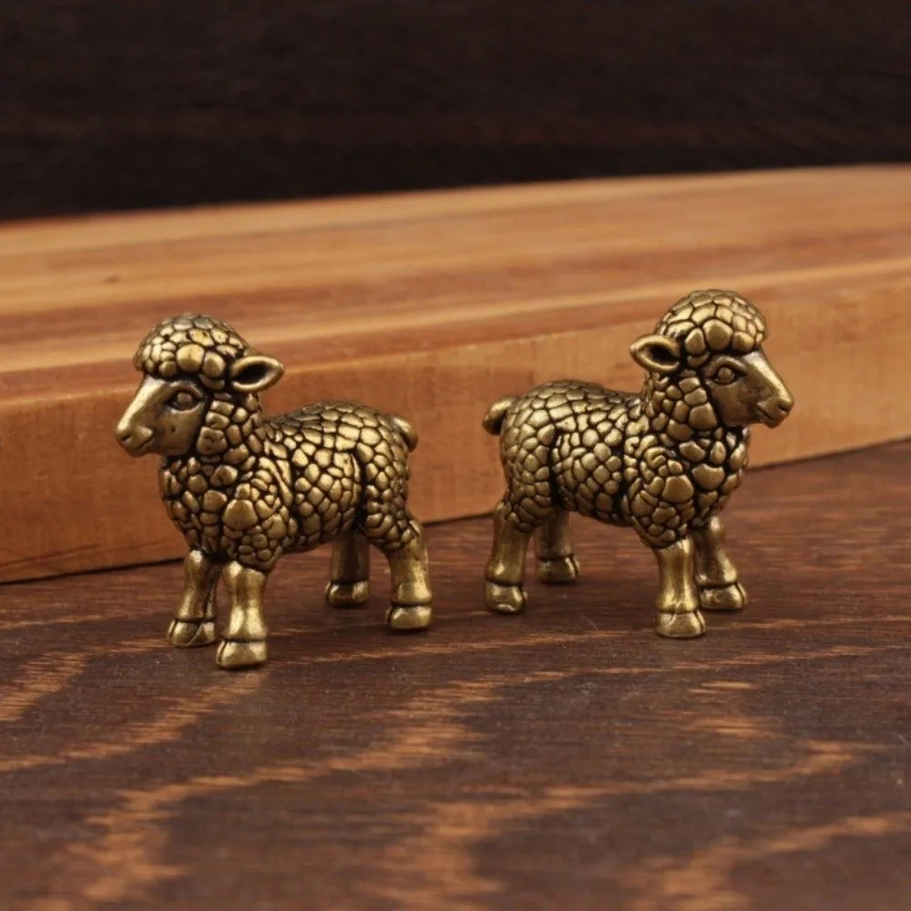 Brass Zodiac Sheep Statue | Chinese Zodiac Animal Figurine