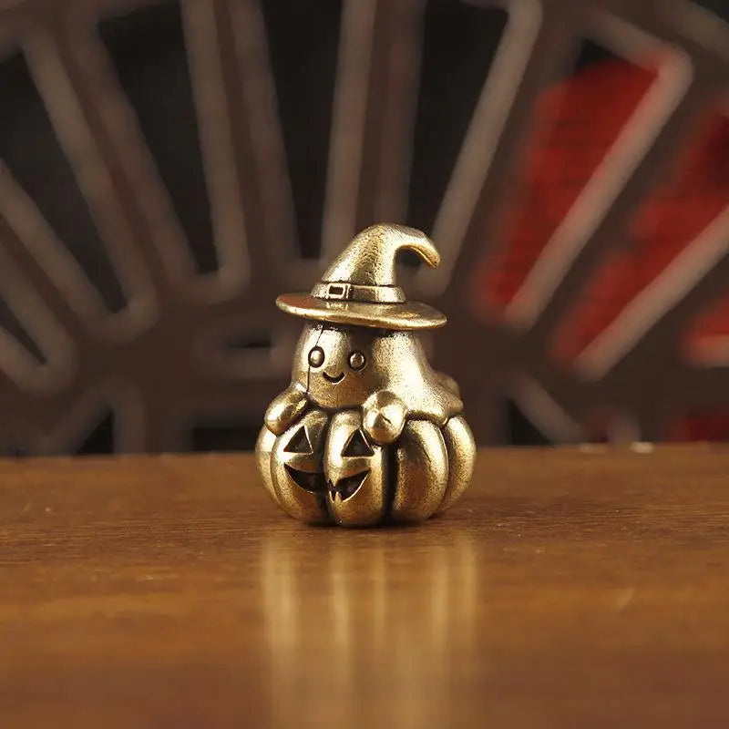 Vintage Brass Halloween Ghost Pumpkin Figurine – Witch Hat Statue Halloween Brass Figurine Nixie Default Title