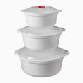 3-Piece Microwave Safe Steamer Bento Lunch Box Set with Lid Microwave Steamer Set Nixie 3 PCS