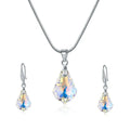 Water Drop Crystal Necklace & Earrings Set | AB White Glass Crystal Jewelry Set Nixie AB