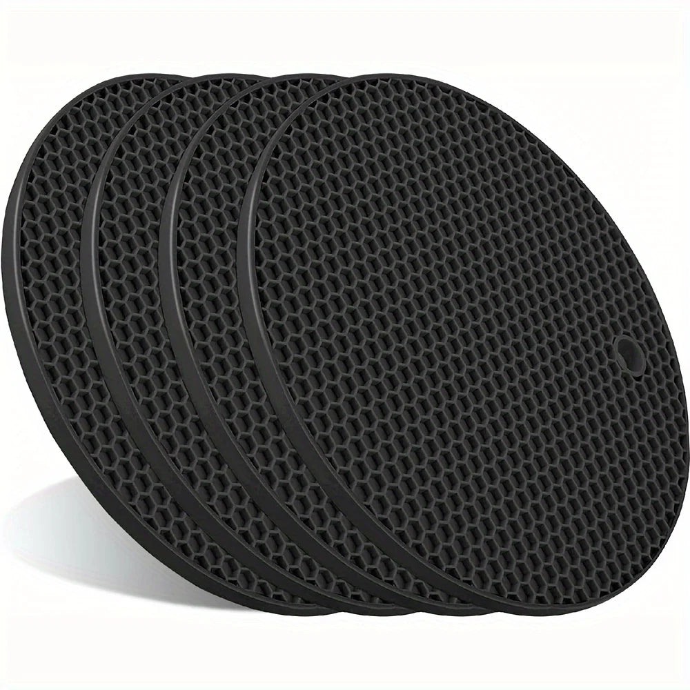 4-Piece Silicone Trivets – Hot Pads & Pot Holders for Kitchen Silicone Trivet Set Nixie black