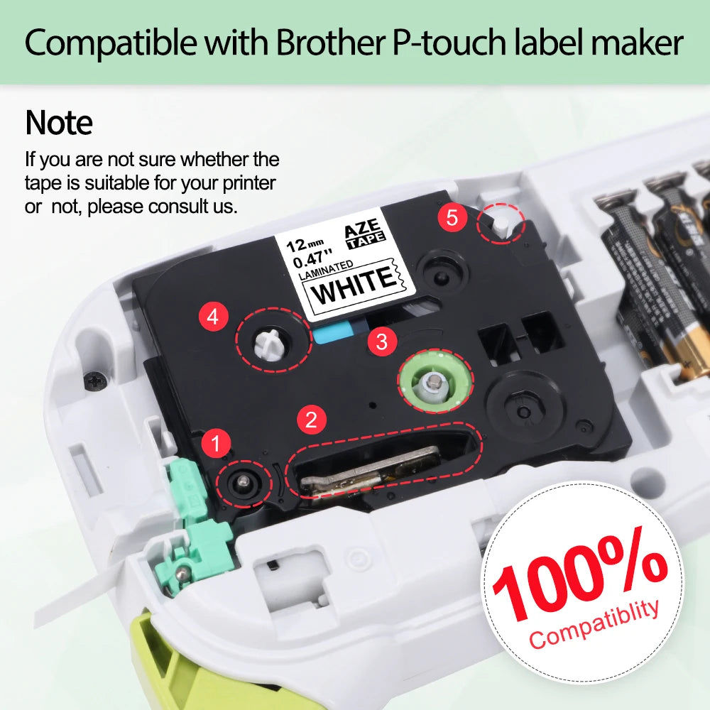 Labelife TZe Label Tape 9-24mm Black on White – Brother Compatible Label Printer Tape Nixie