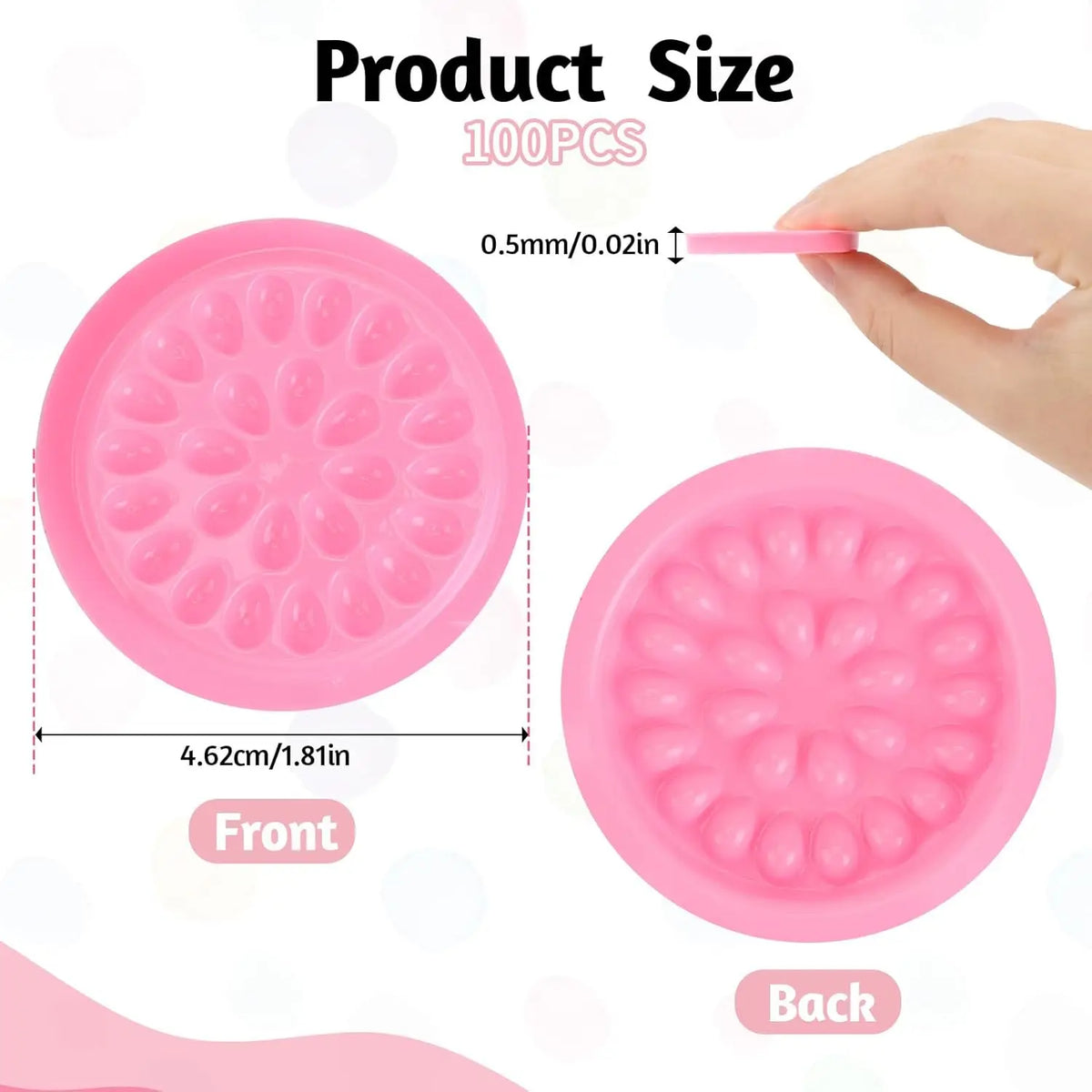 50 Pcs Disposable Eyelash Glue Palettes – Pink White Purple