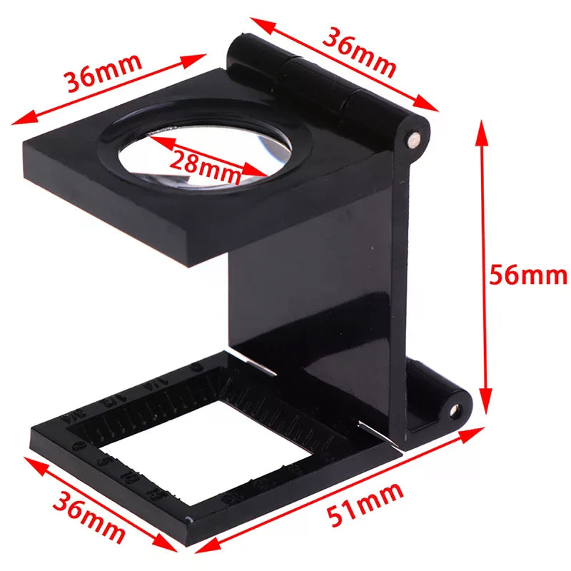 10X Folding Loupe Magnifier with Scale – 28mm Optical Lens Magnifier Loupe Nixie