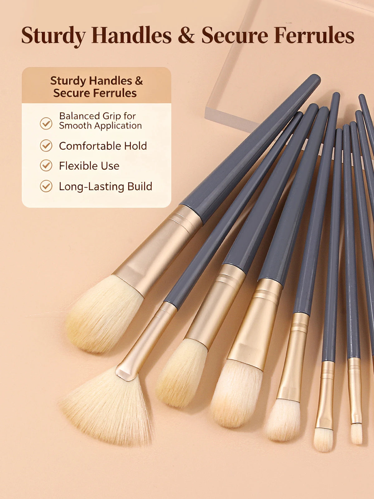 12Pc Professional Makeup Brush Set with 2 Triangle Puffs Makeup Brush Set Nixie