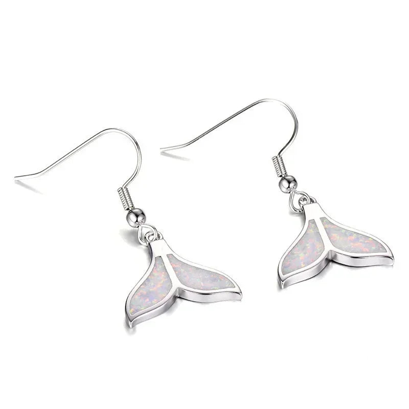 Fish Tail Blue Opal Drop Dangle Earrings | Crystal Rhinestone Fashion Dangle Earrings Nixie