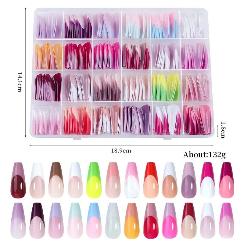 288 Pcs Press On Nails – Colorful Mixed Oval & Square Full Cover Tips Press On Nails Nixie