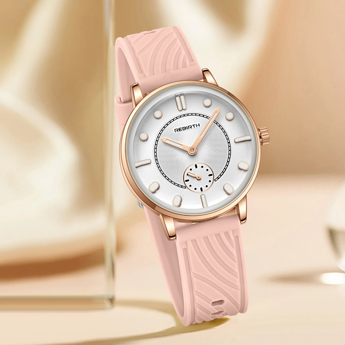 REBIRTH Cute Silicone Strap Quartz Watch – Minimalist Style Silicone Strap Watch Nixie