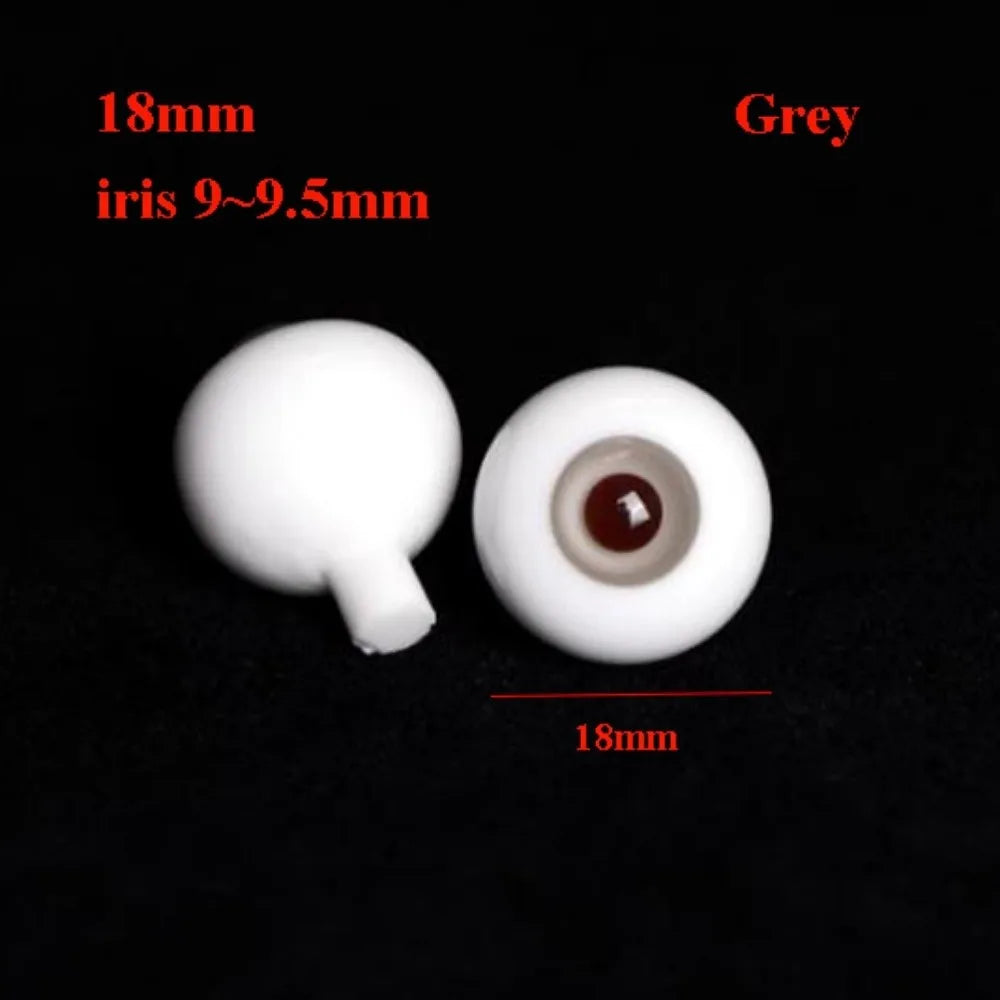 Glass Eyes 10/18mm for BJD Dolls – Pink, Brown & Grey | 1 Pair Doll Eyes Nixie