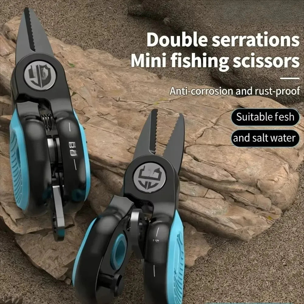 Serrated Fishing Scissors Mini Stainless Steel PE Line Cutter Fishing Scissors Nixie