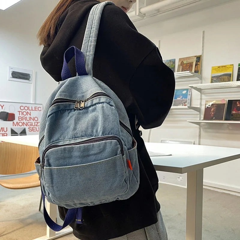 Nixie Denim Mini Backpack – Travel Daypack for Women & Teens Denim Mini Backpack Nixie