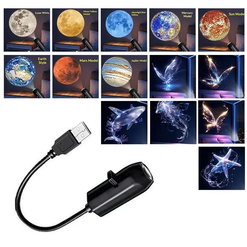 LED USB Projector Night Light – Changeable Planet & Butterfly Slides