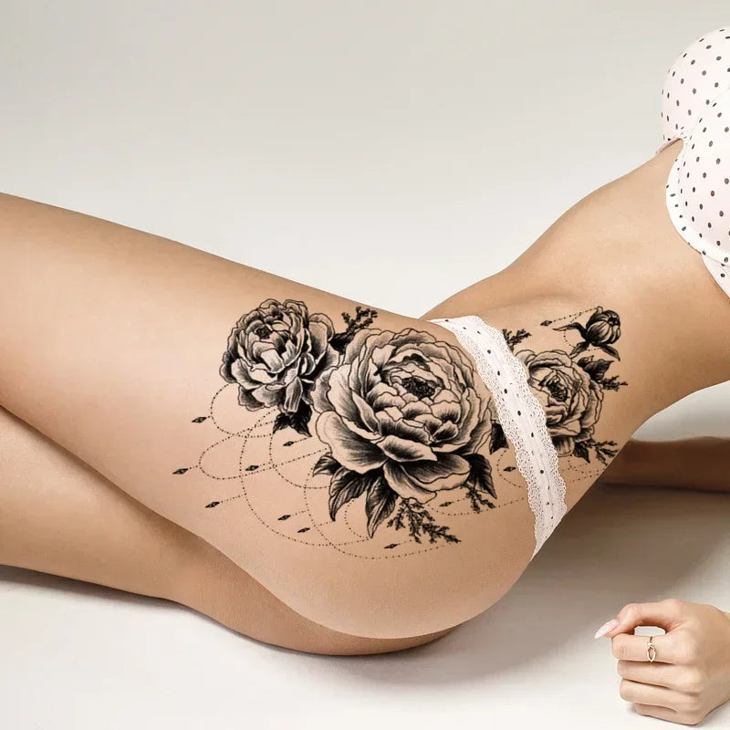 Realistic Rose Temporary Tattoo Sticker – Waterproof Floral Art Temporary Tattoo Sticker Nixie