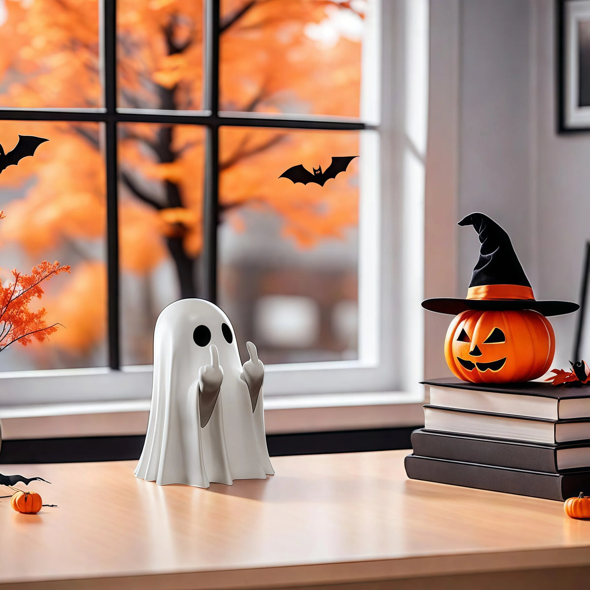 Cute Ghost Statue Halloween Ornament – Home Decor Gift Holiday Figurine Nixie