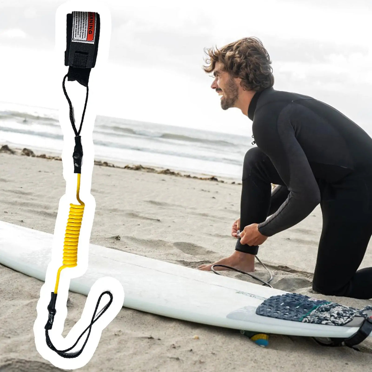 Bodyboard Safety Leash – Coiled TPU Wrist Strap for Surfing Surfboard Leash Nixie