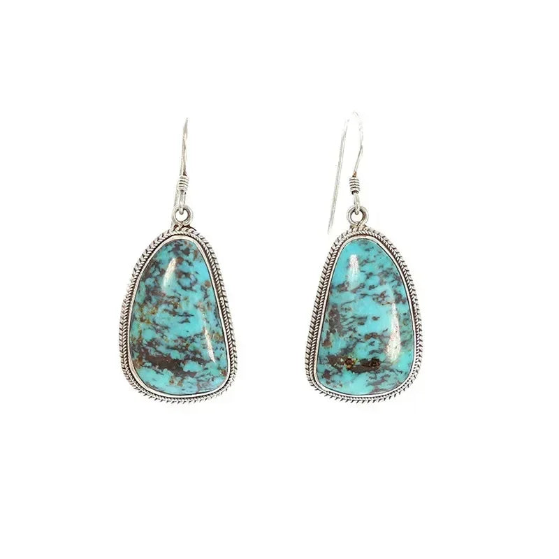 Vintage Silver Turquoise Zircon Hook Dangle Earrings for Women Dangle Earrings Nixie