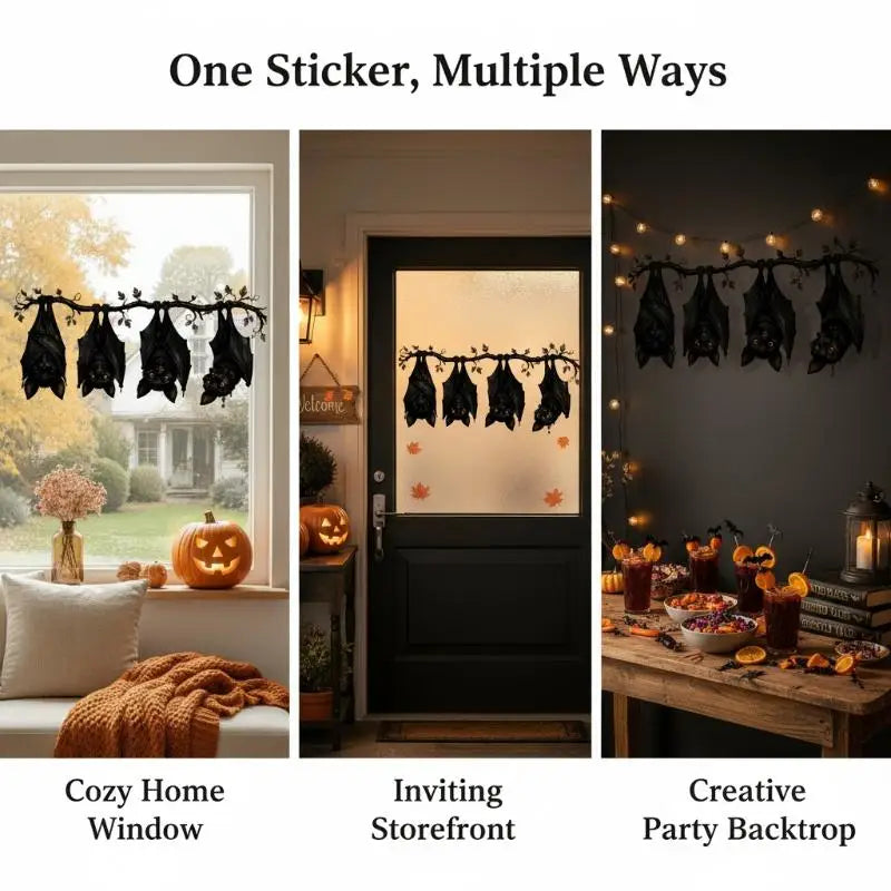 Halloween Hanging Bats Wall Decal – Removable PVC Window Sticker Halloween Wall Decal Nixie