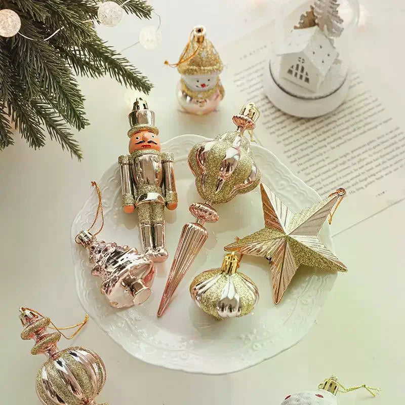 2PCS Santa Claus Christmas Tree Ornaments Red & White Baubles Christmas Tree Ornaments Nixie