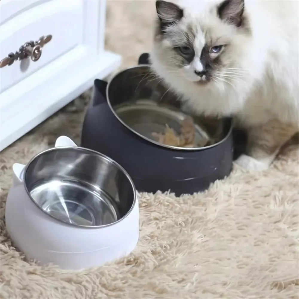 Stainless Steel Tilted Pet Bowl for Cats & Dogs | Ergonomic