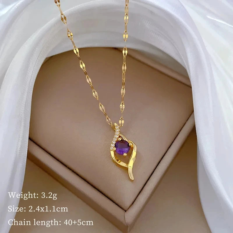 Minimalist Micro-Pavé Copper Zircon Pendant Necklace | Women Pendant Necklace Nixie XL1997-100