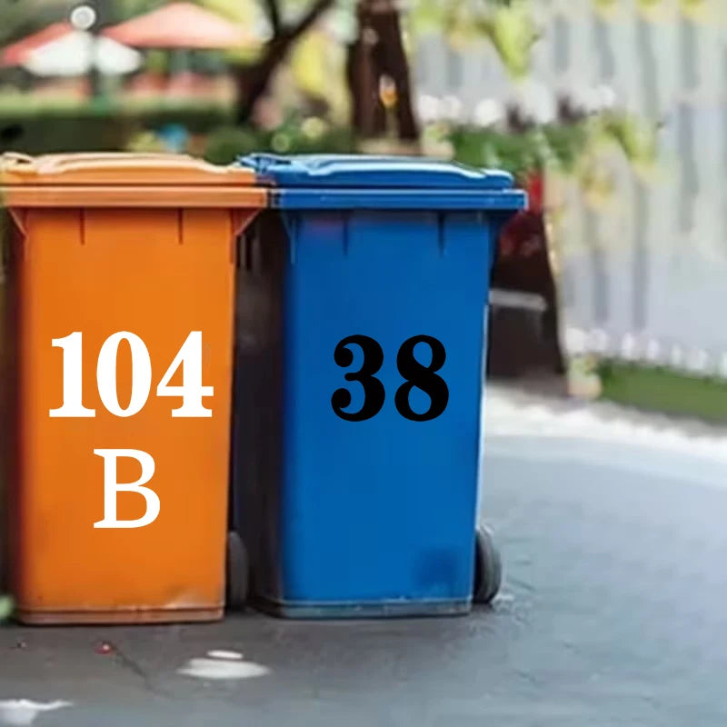 Wheelie Bin Stickers Weatherproof PVC Numbers & Letters Labels Bin Label Stickers Nixie