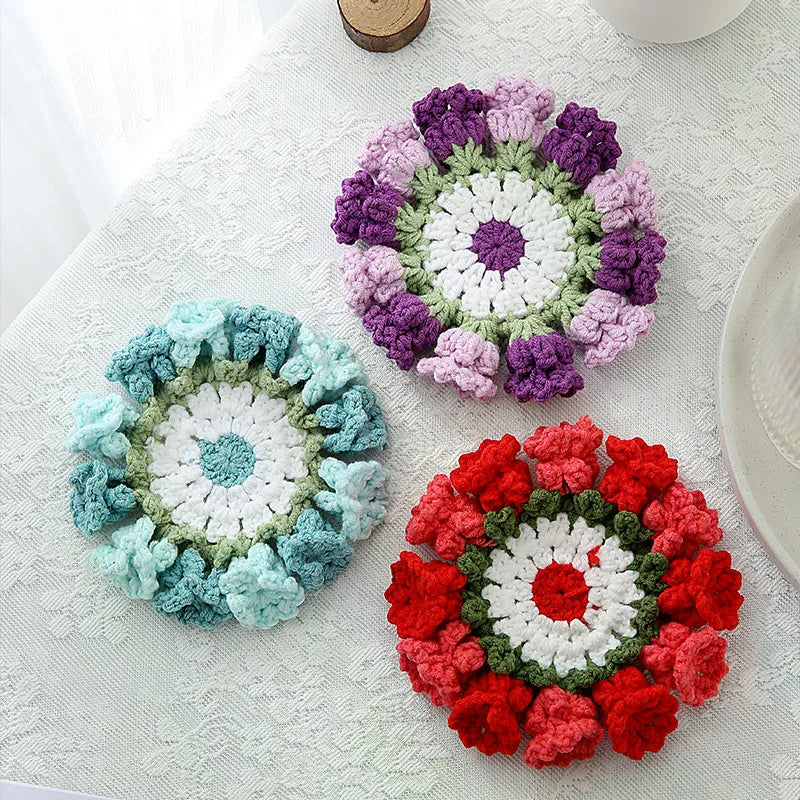 Crochet Lily of the Valley Flower Coaster – Handmade Cup Mat Crochet Flower Coaster Nixie