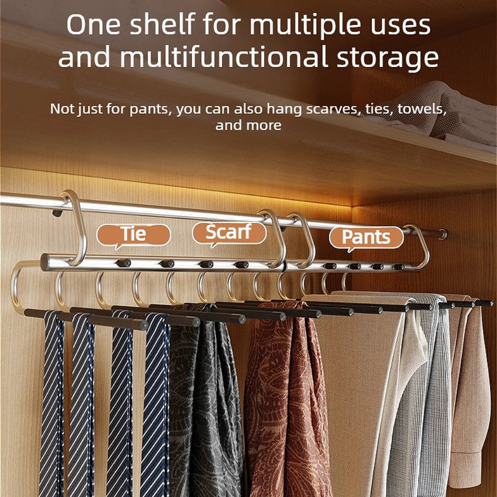 Space Saving Pants Hanger 6 & 8 Layer Stainless Steel Organizer Pants Hanger Organizer Nixie