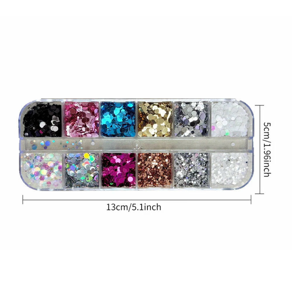 3D Flower Nail Glitter Sequins 12 Grids – Retro Nail Art Charms Nail Art Glitter Nixie