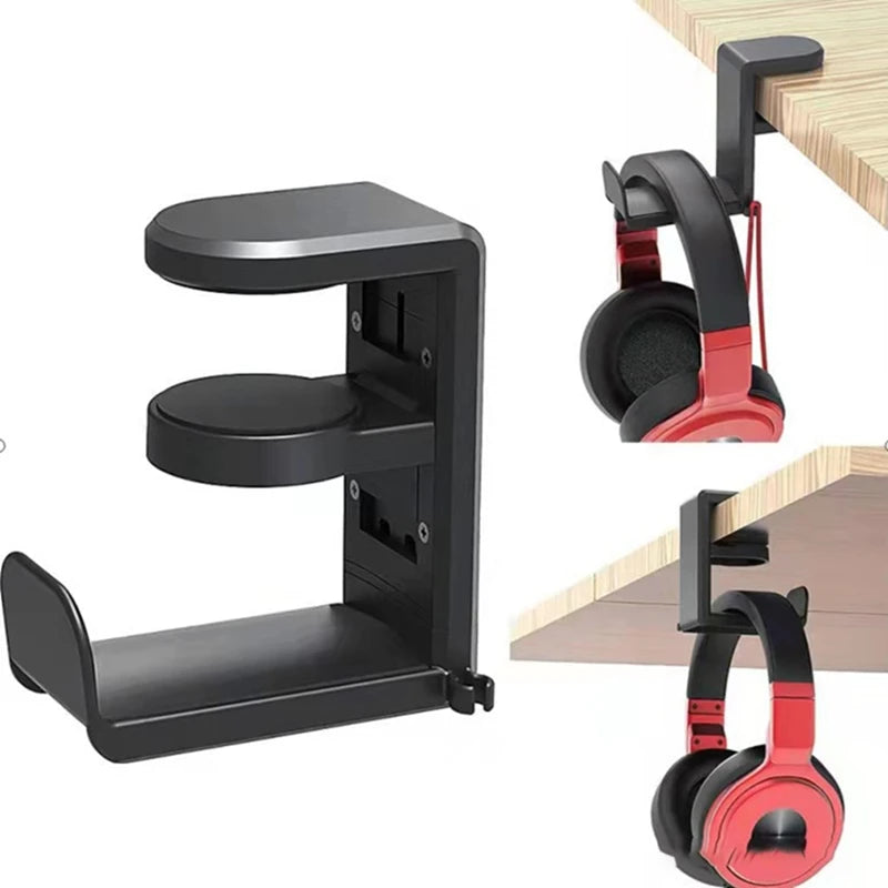 360° Rotating Headphone Stand Desk Clamp Hanger Headphone Stand Nixie black