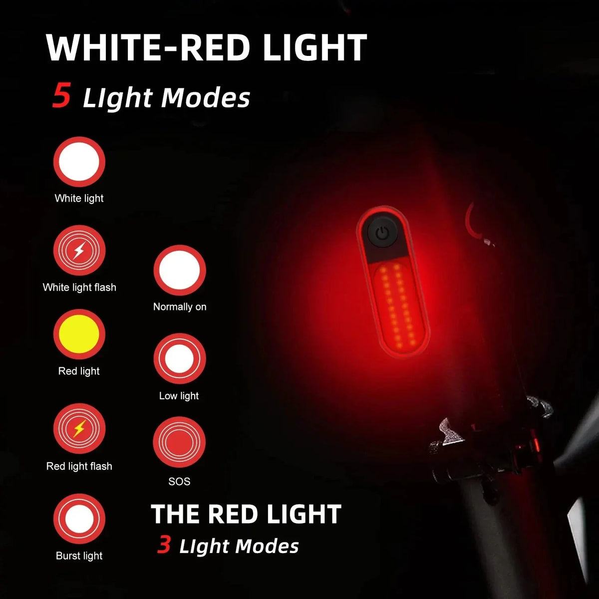 LED Rechargeable Bike Rear Tail Light – MTB & Road Cycling