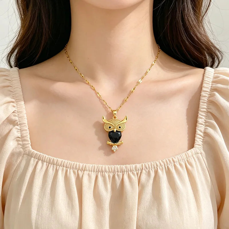 Owl Copper Pendant Necklace – Gold Plated Clavicle Chain Pendant Necklace Nixie