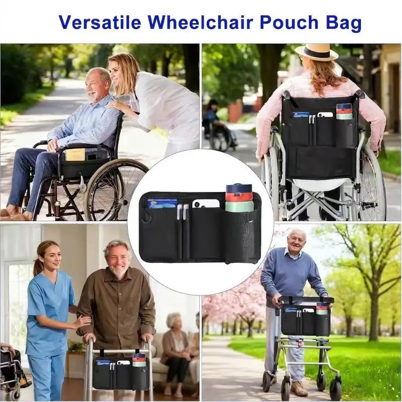 Wheelchair Side Bag with Cup Holder – Oxford Storage Pouch Wheelchair Armrest Bag Nixie