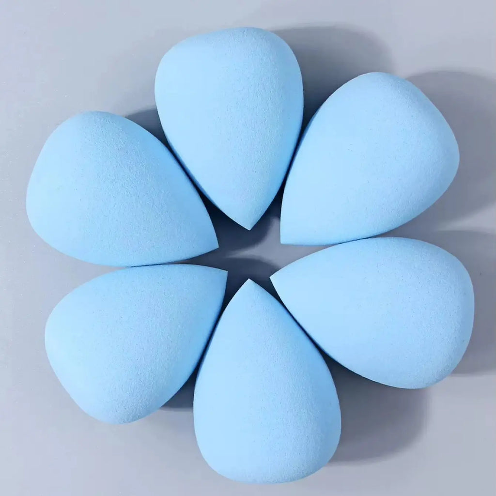 Blue Teardrop Makeup Puff Set – 6 Pc Non-Latex Sponges Makeup Sponge Set Nixie