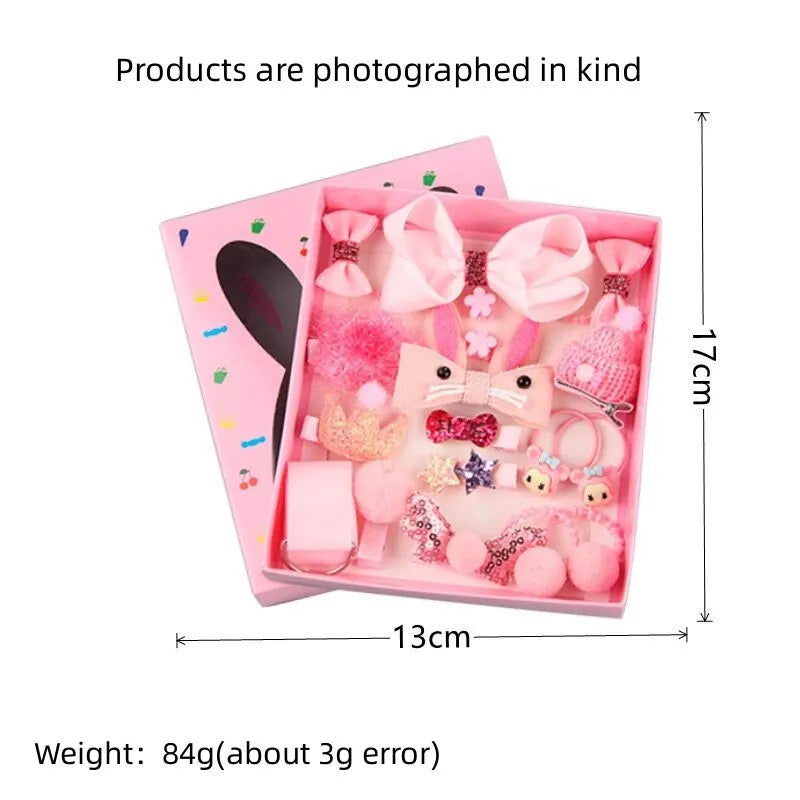 18-Piece Girls Pink Princess Hair Accessories Boxed Gift Set Kids Hair Accessories Nixie