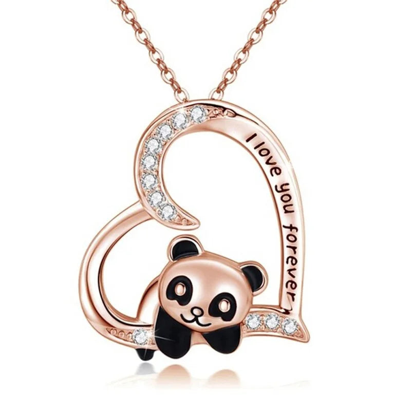 Panda Heart Pendant Necklace – Cute Animal Charm Gift for Women Pendant Necklace Nixie