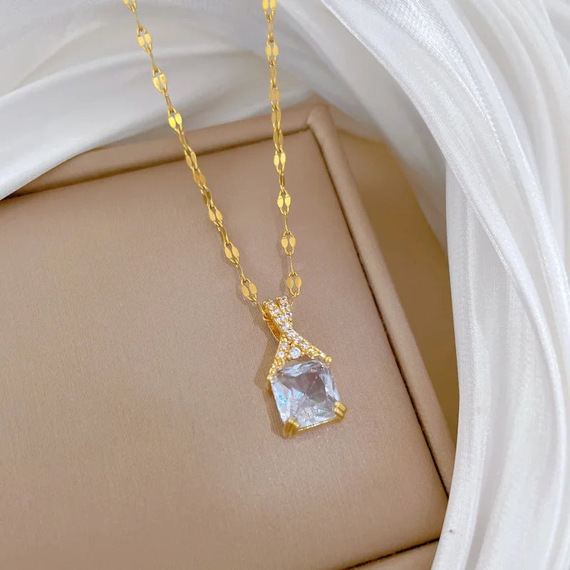Cross Diamond Pendant Choker Necklace | Gold Stainless Steel Pendant Choker Necklace Nixie