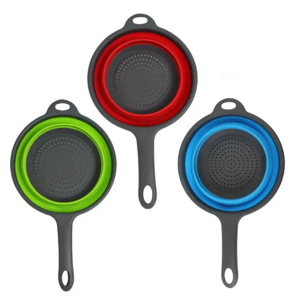 Collapsible Silicone Colander with Handle – Heat Resistant Collapsible Colander Nixie