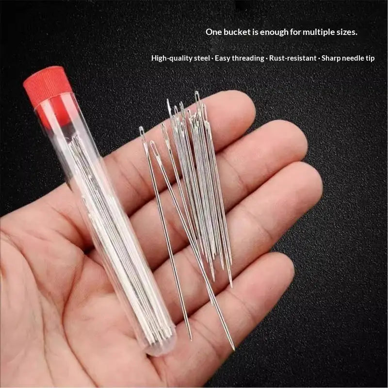 Big Eye Sewing Needles Kit – Threads, Thimble & Threader Sewing Needle Kit Nixie