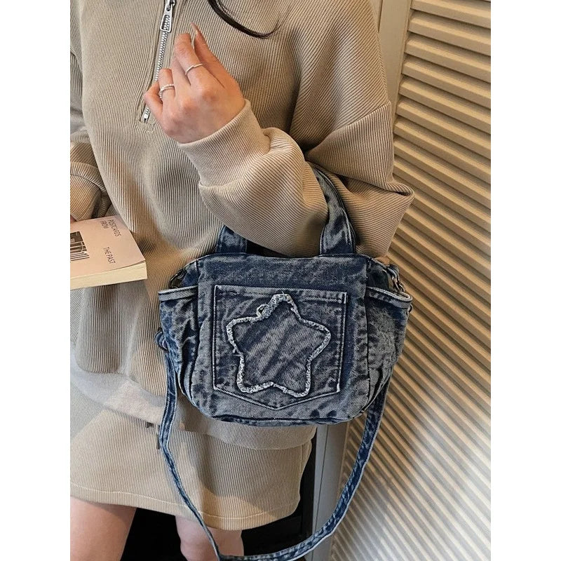 Large-Capacity Denim Crossbody Shoulder Bag for Women Denim Crossbody Bag Nixie