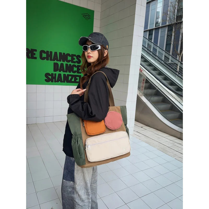 Nixie Two-Tone Foldable Travel Bag – Large Unisex Tote Foldable Shoulder Tote Nixie